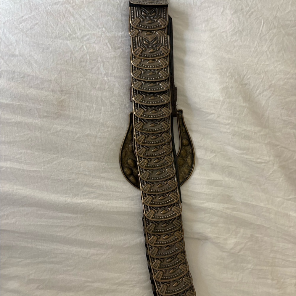 Brown and Bronze Metal And Faux Leather Stretch Belt - Picture 2 of 8